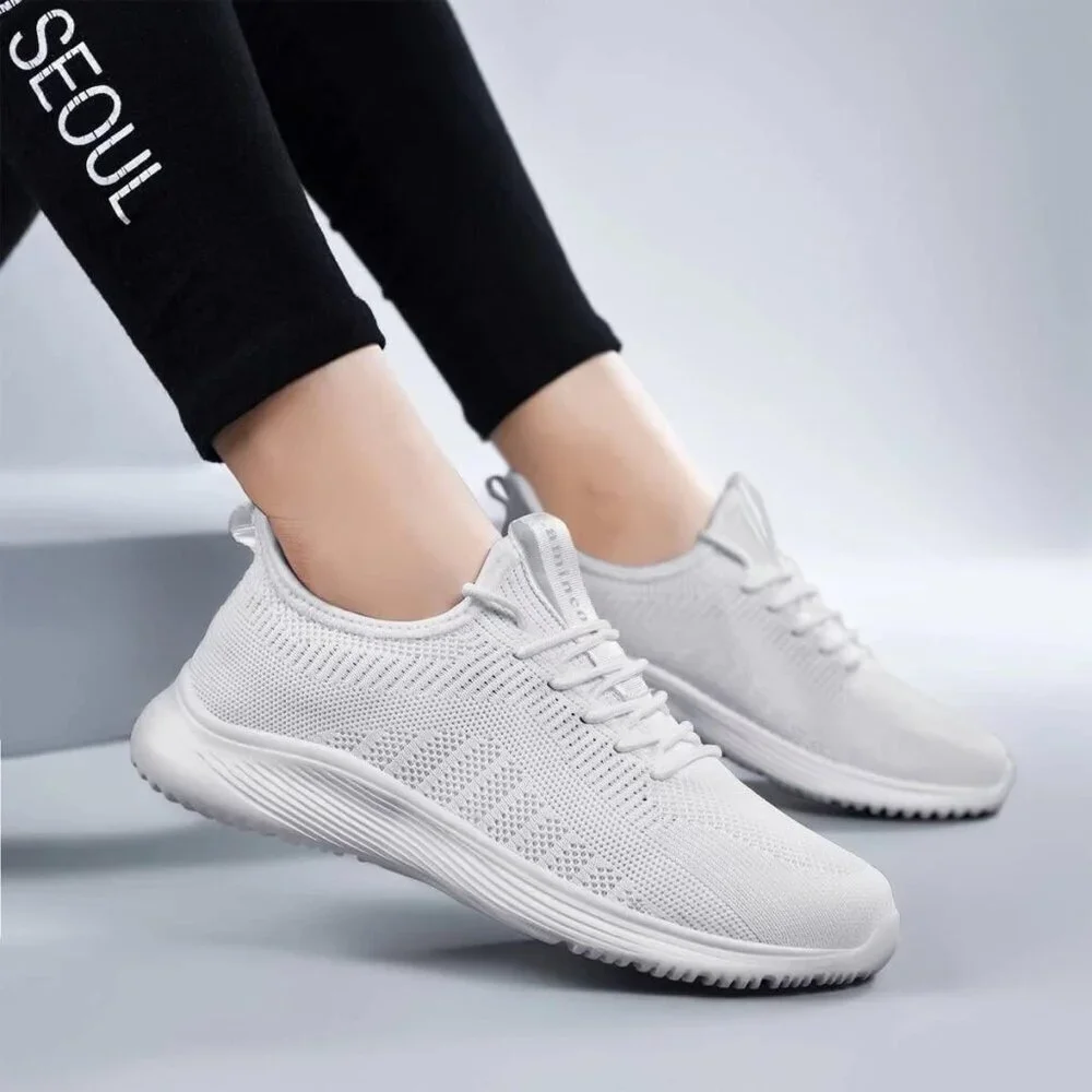 Women's White Non Slip Casual Running Lightweight Mesh Fashion Sneakers